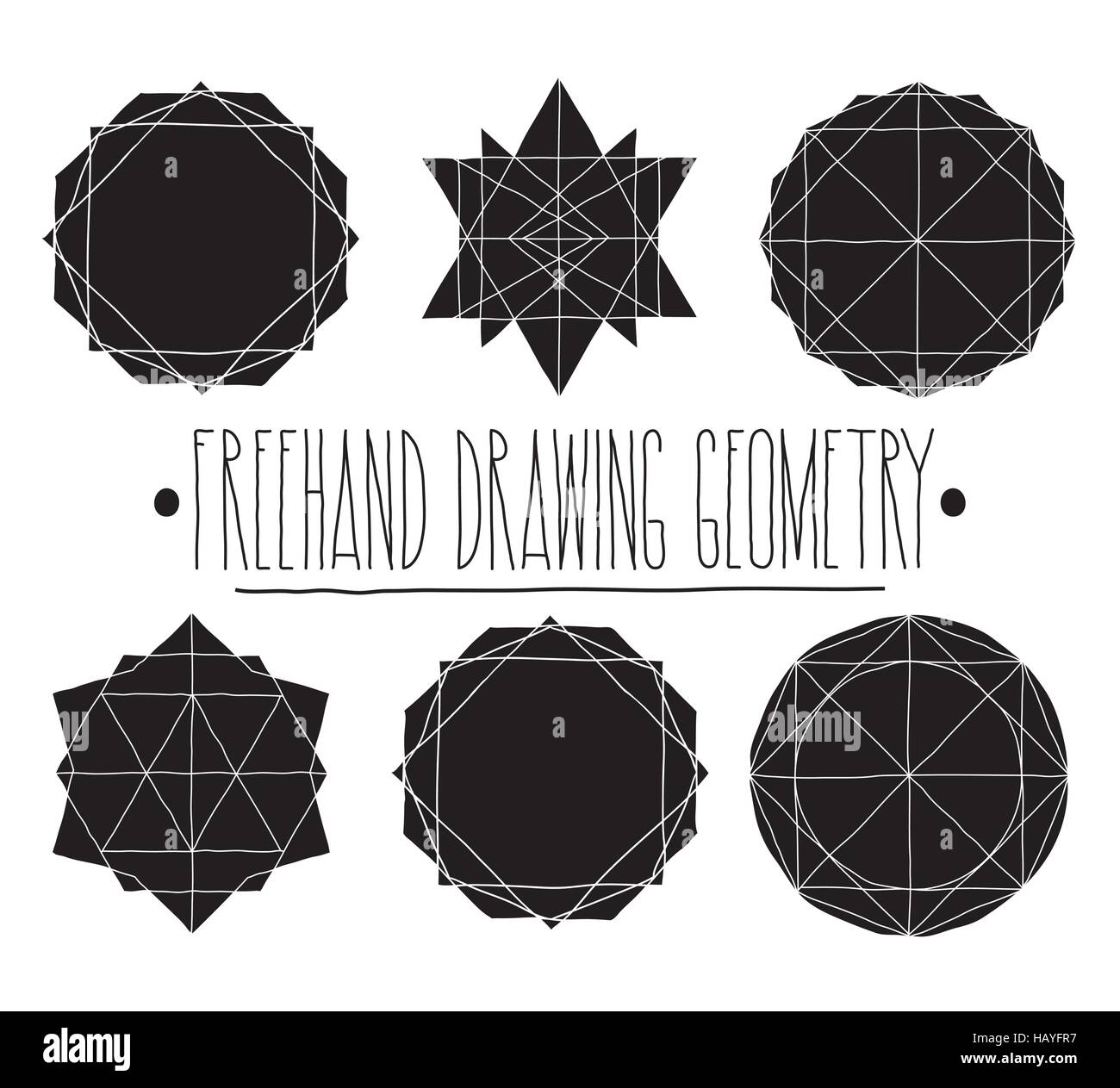 Semplice insieme con il nero riempito le forme geometriche ed elementi con Illustrazione Vettoriale