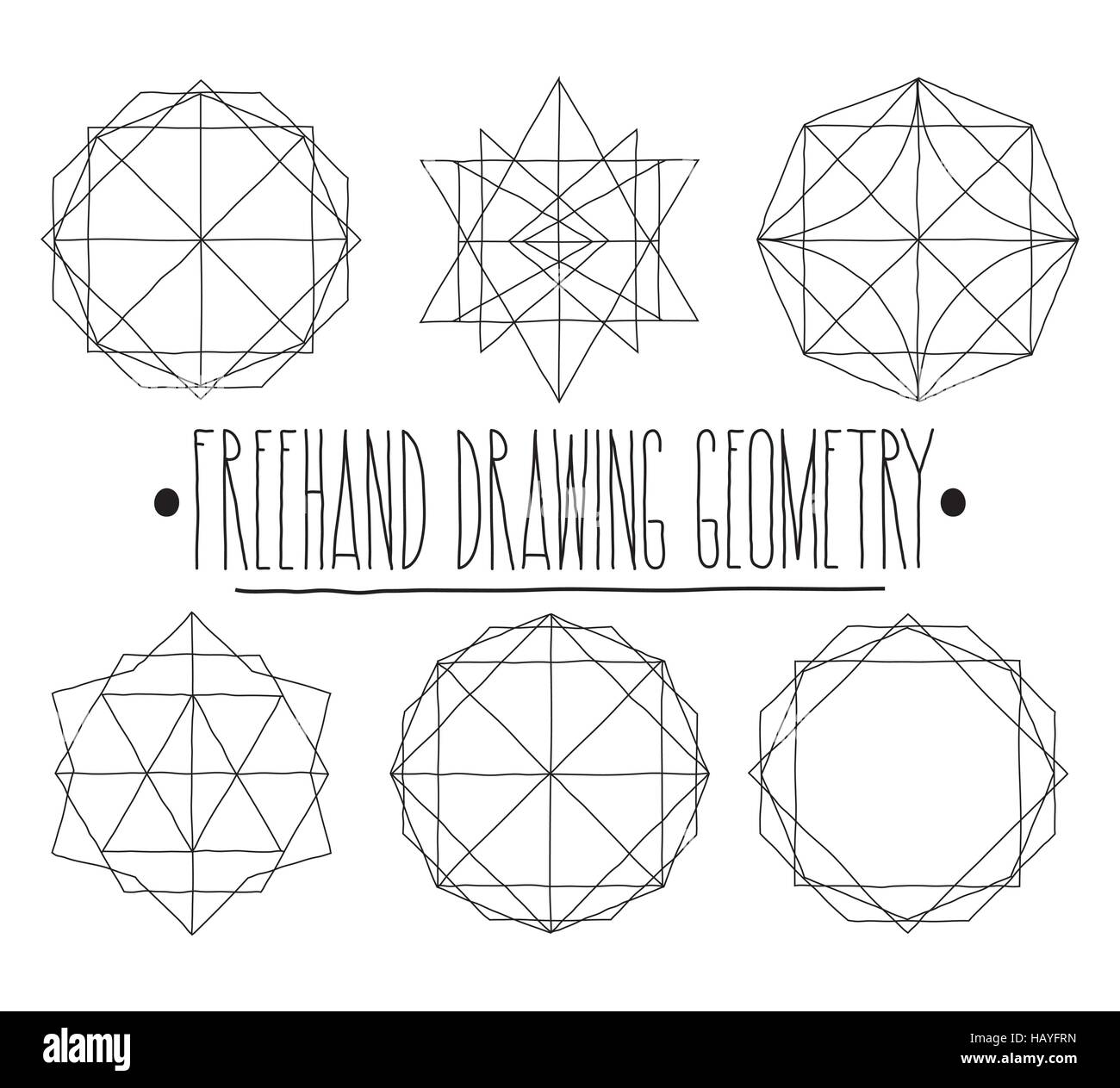 Semplice set con cavo nero forme geometriche ed elementi con Illustrazione Vettoriale