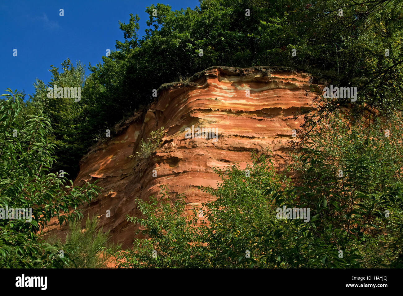 Pietra arenaria rossa, Bildstock, Saarland, Germania Foto Stock