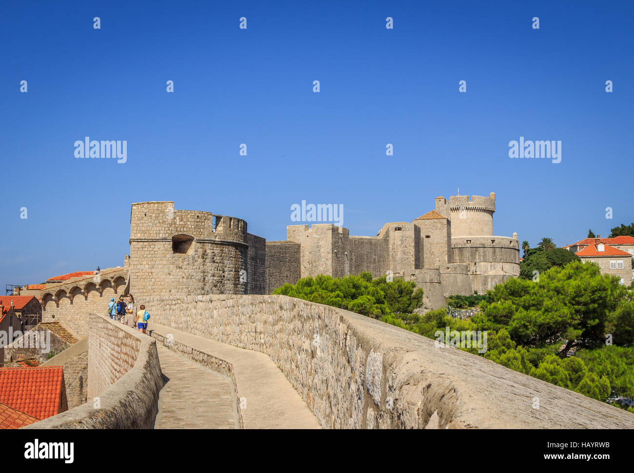 La parete della città di Dubrovnik Foto Stock