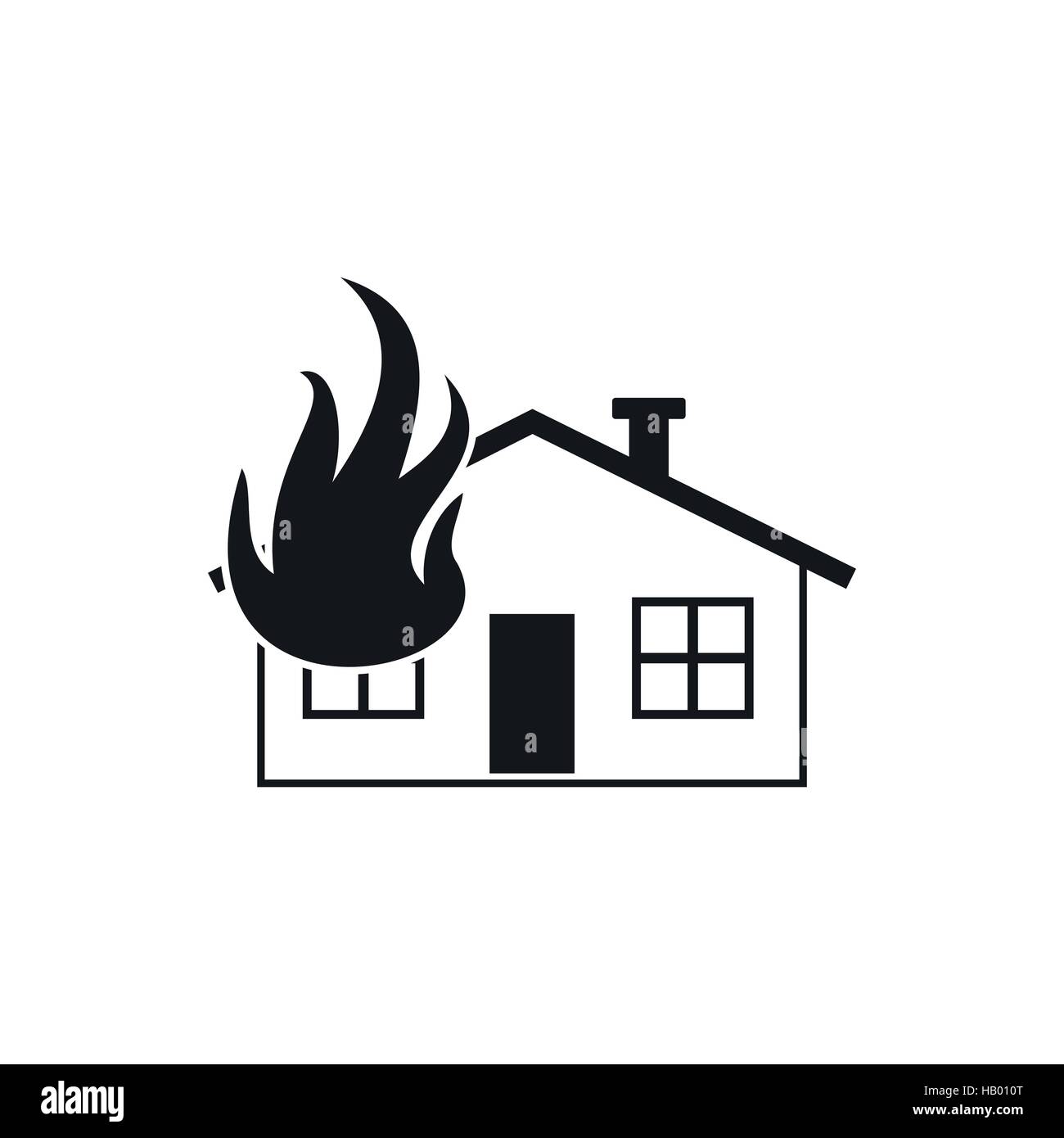 House on Fire nero icona semplice Illustrazione Vettoriale