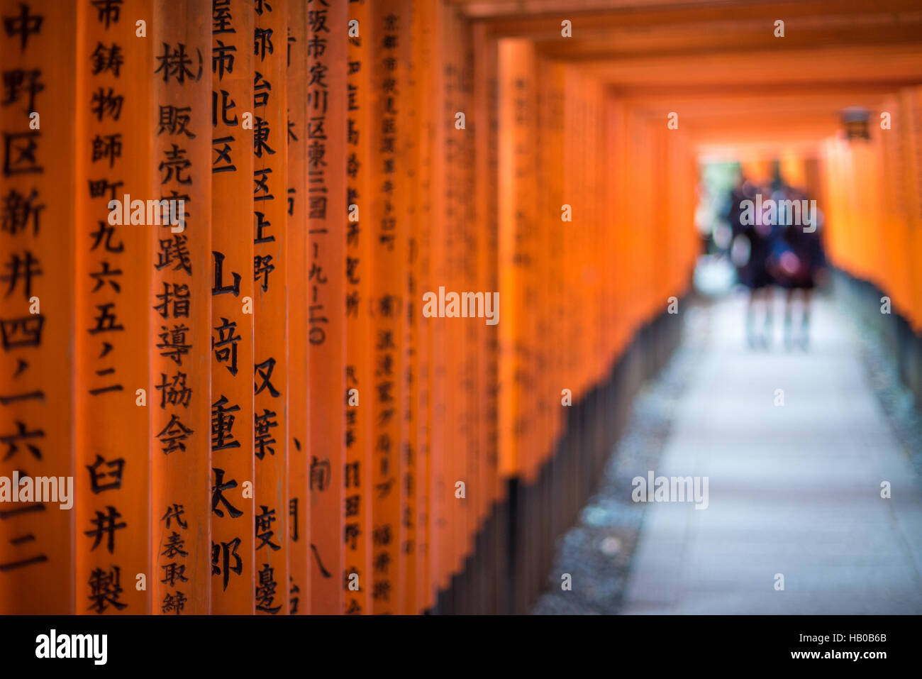 Red Torii di Fushimi Inari Shrine, Kyoto, Giappone Foto Stock