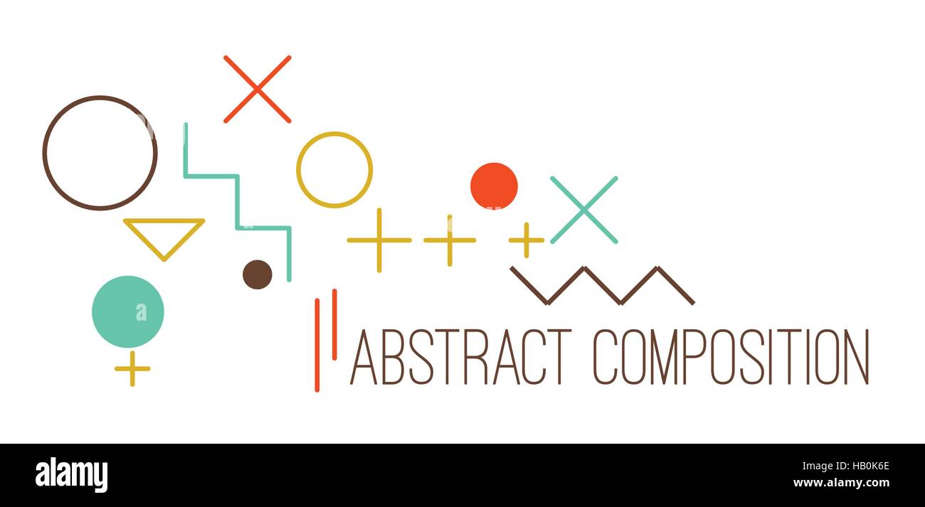 Composizione astratta con colorati semplici figure geometriche Illustrazione Vettoriale