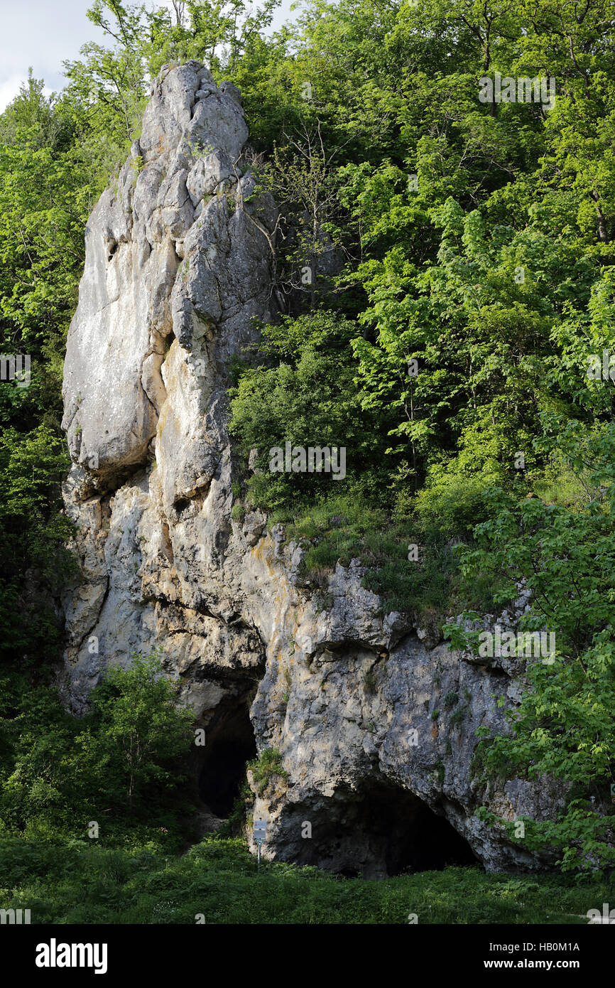 Formazione di roccia Fohlenhaus, Giura Svevo, DE Foto Stock