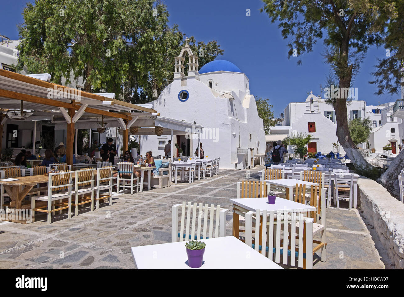 A città di Mykonos Foto Stock