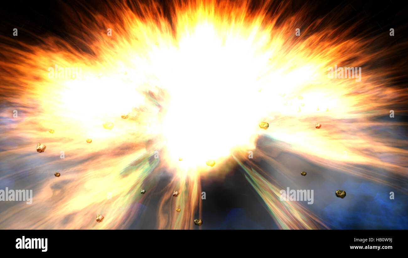 Illustrazione Digitale di un'esplosione Foto Stock