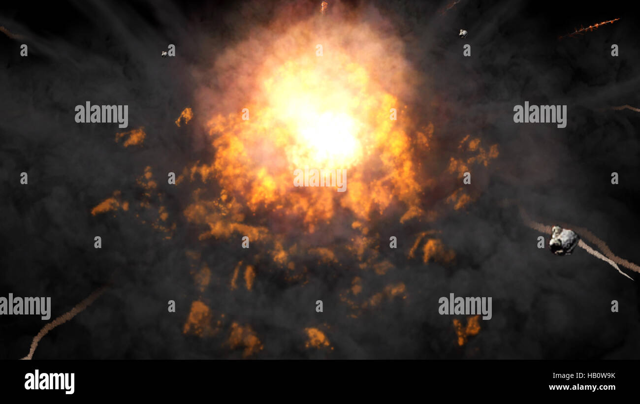 Illustrazione Digitale di un'esplosione Foto Stock