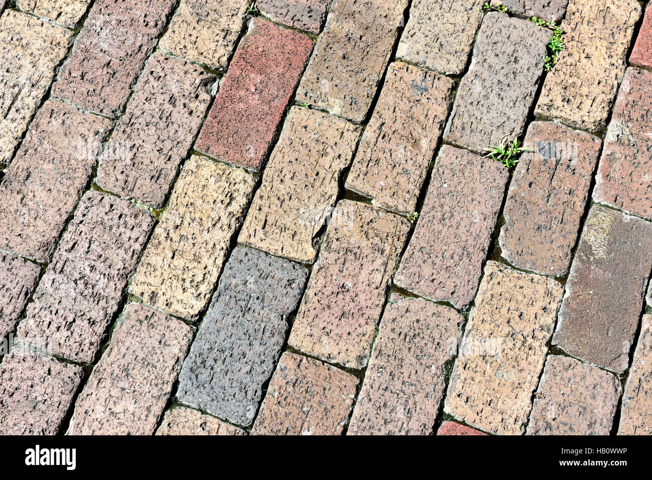 Colore giallo tradizionale pavimentazione in mattoni Foto Stock