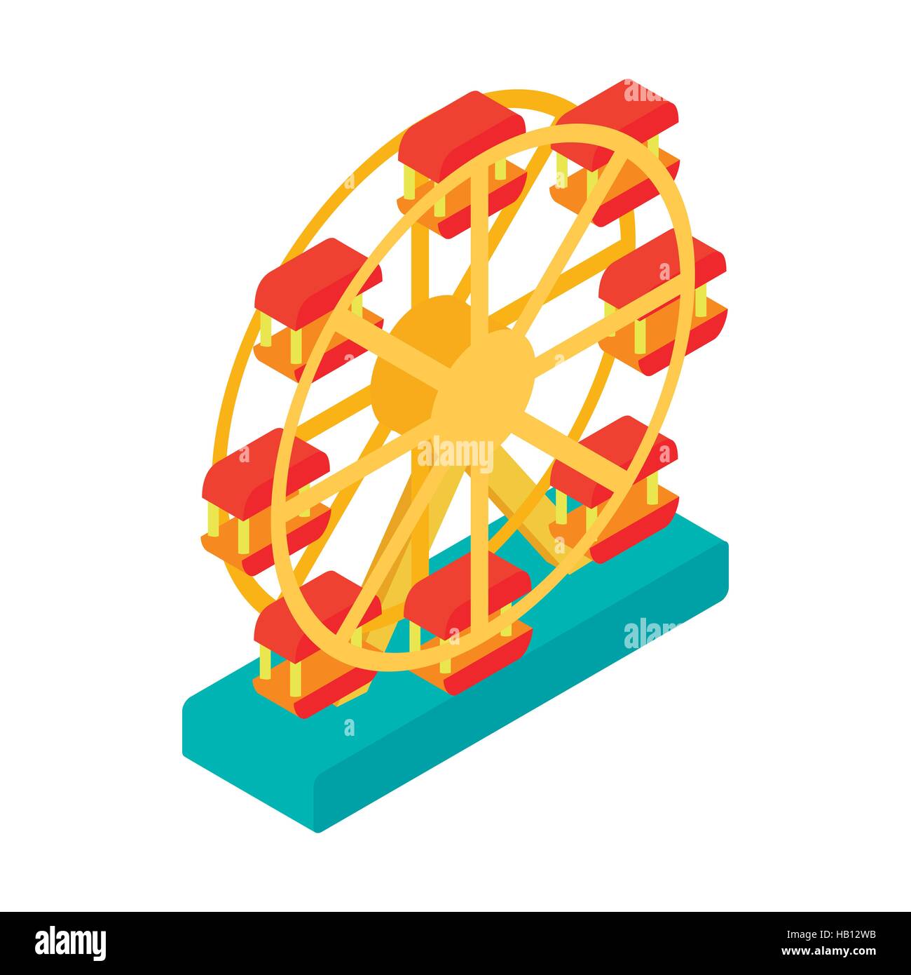Ruota panoramica Ferris isometrica Icone 3D Illustrazione Vettoriale