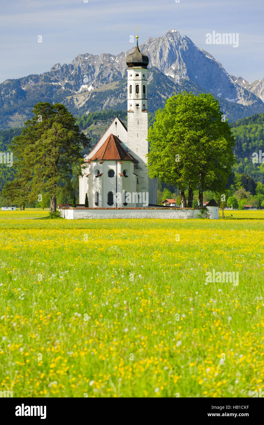 Punto di riferimento chiesa San Coloman in Baviera Foto Stock