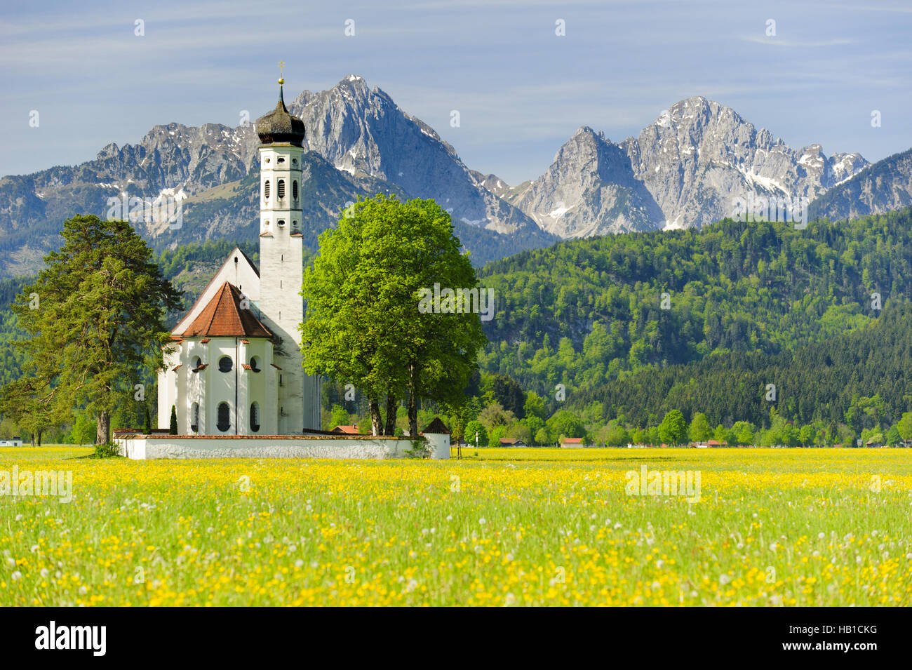Punto di riferimento chiesa San Coloman in Baviera Foto Stock