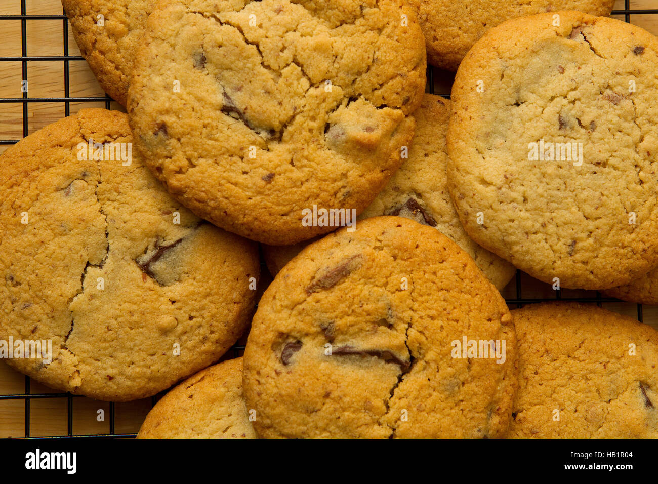 Burro di arachidi e cioccolato doppia cookies raffreddare su una griglia Foto Stock