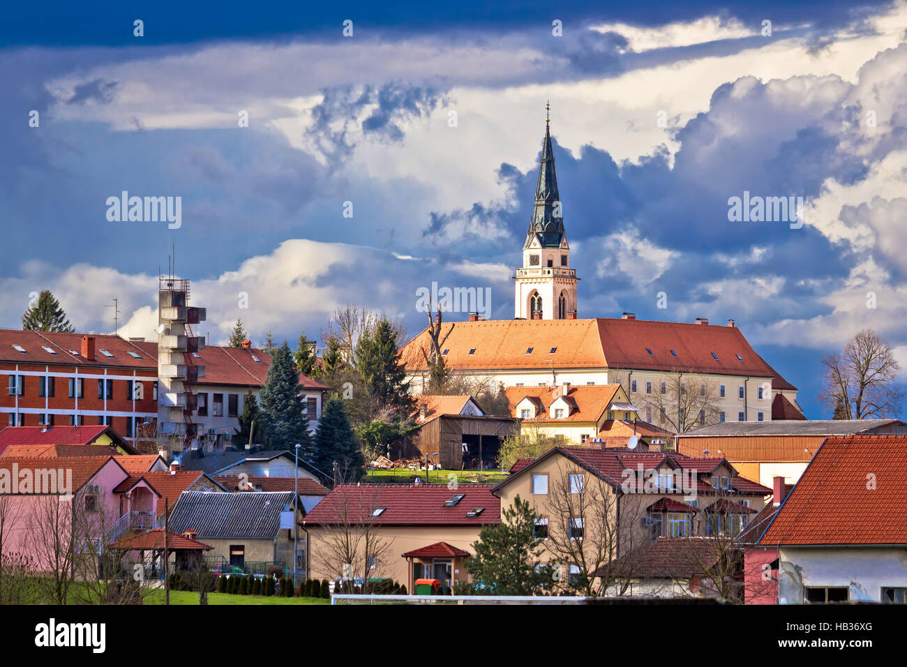 Città di Krizevci vista cattedrale Foto Stock