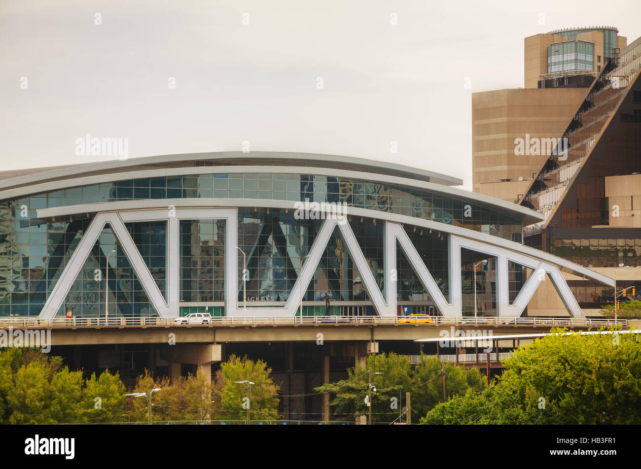 Philips Arena e il Centro CNN ad Atlanta, GA Foto Stock
