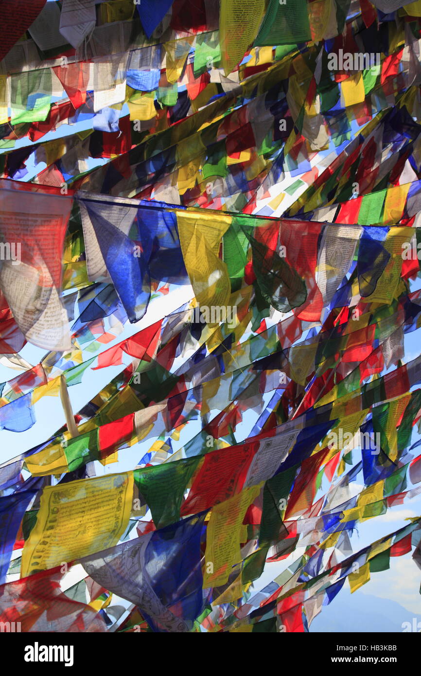 Colorati bandiere di preghiera Foto Stock