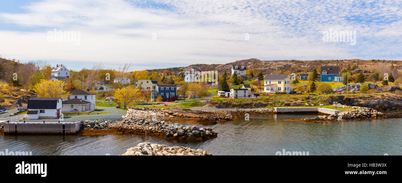 Una immagine panoramica della città di Brigus e Mollys isola. Brigus, Terranova, Canada. Foto Stock