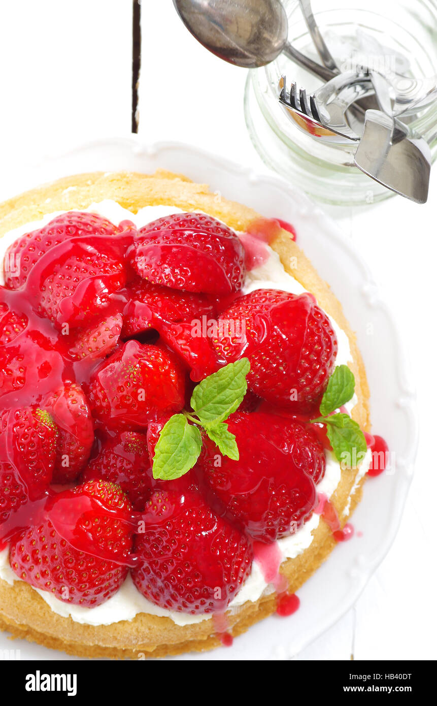 torta di fragole Foto Stock