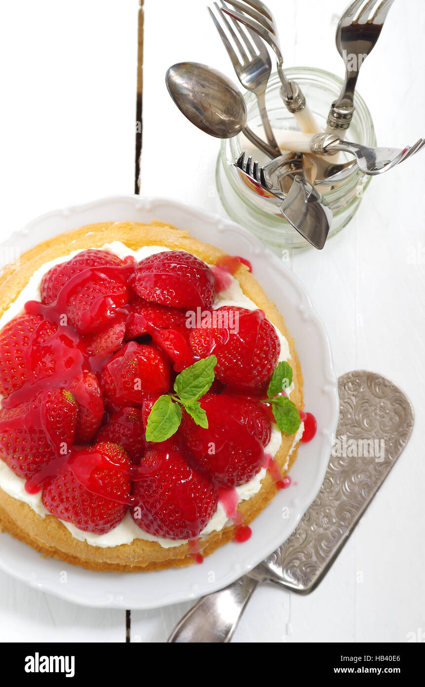 torta di fragole Foto Stock