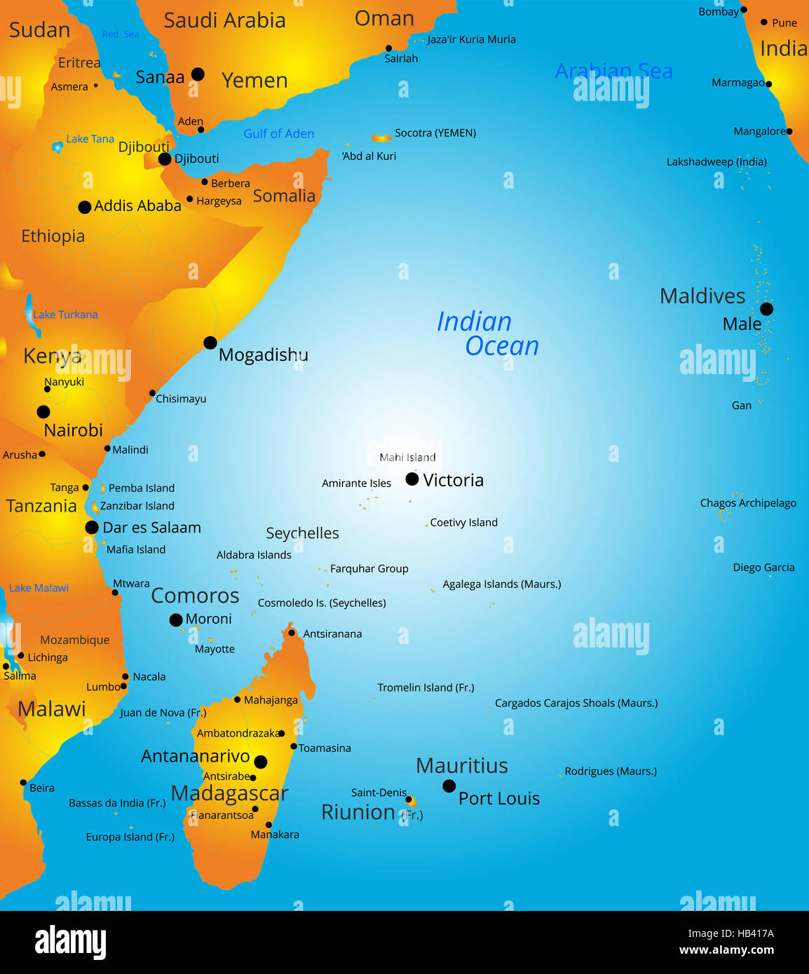 Mappa di East Africa Foto Stock