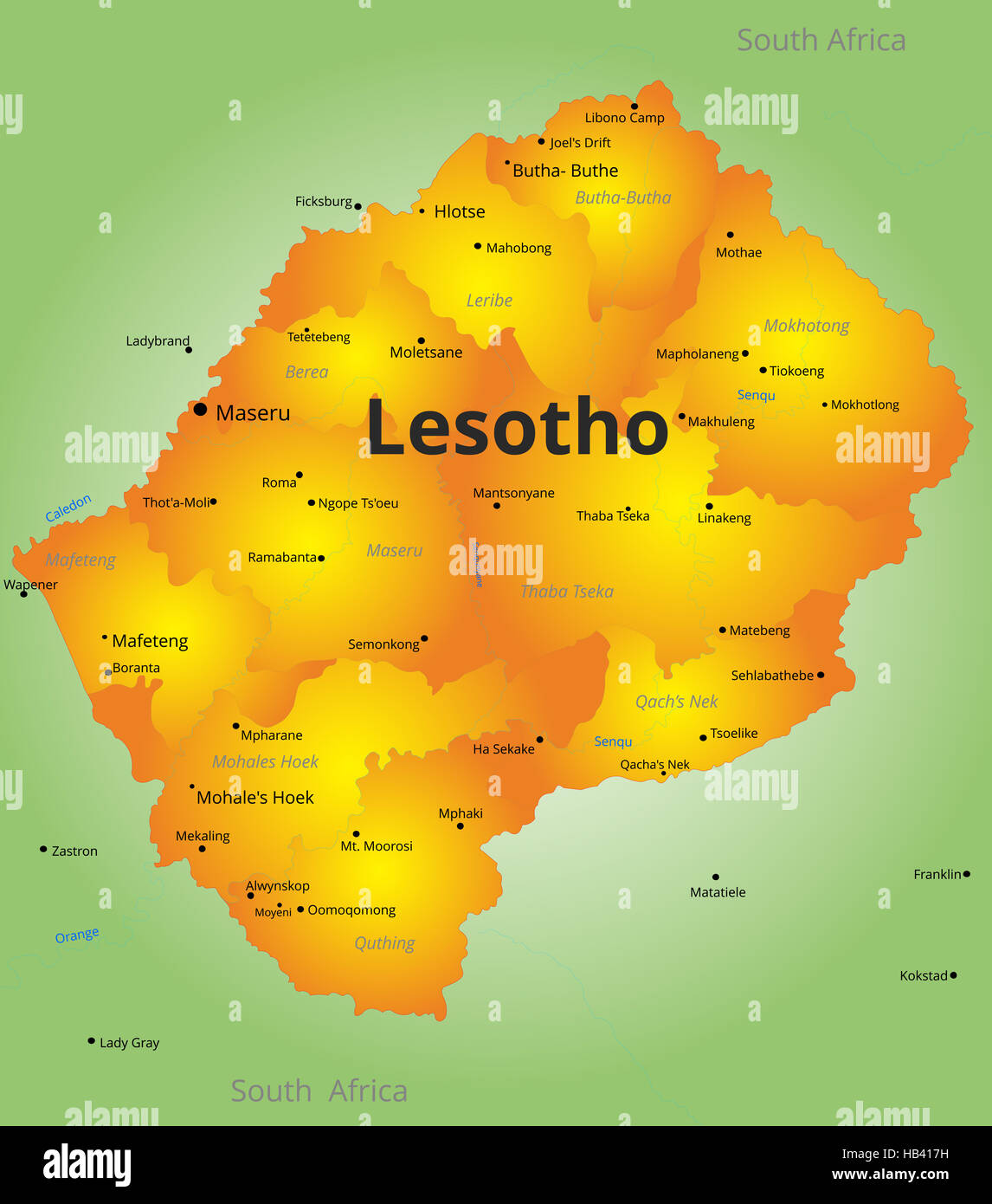 Mappa a colori del Lesotho paese Foto Stock