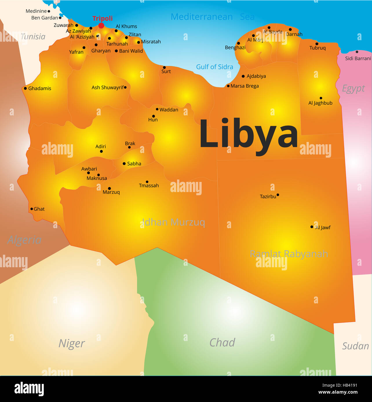 Mappa dei colori della Libia paese Foto Stock