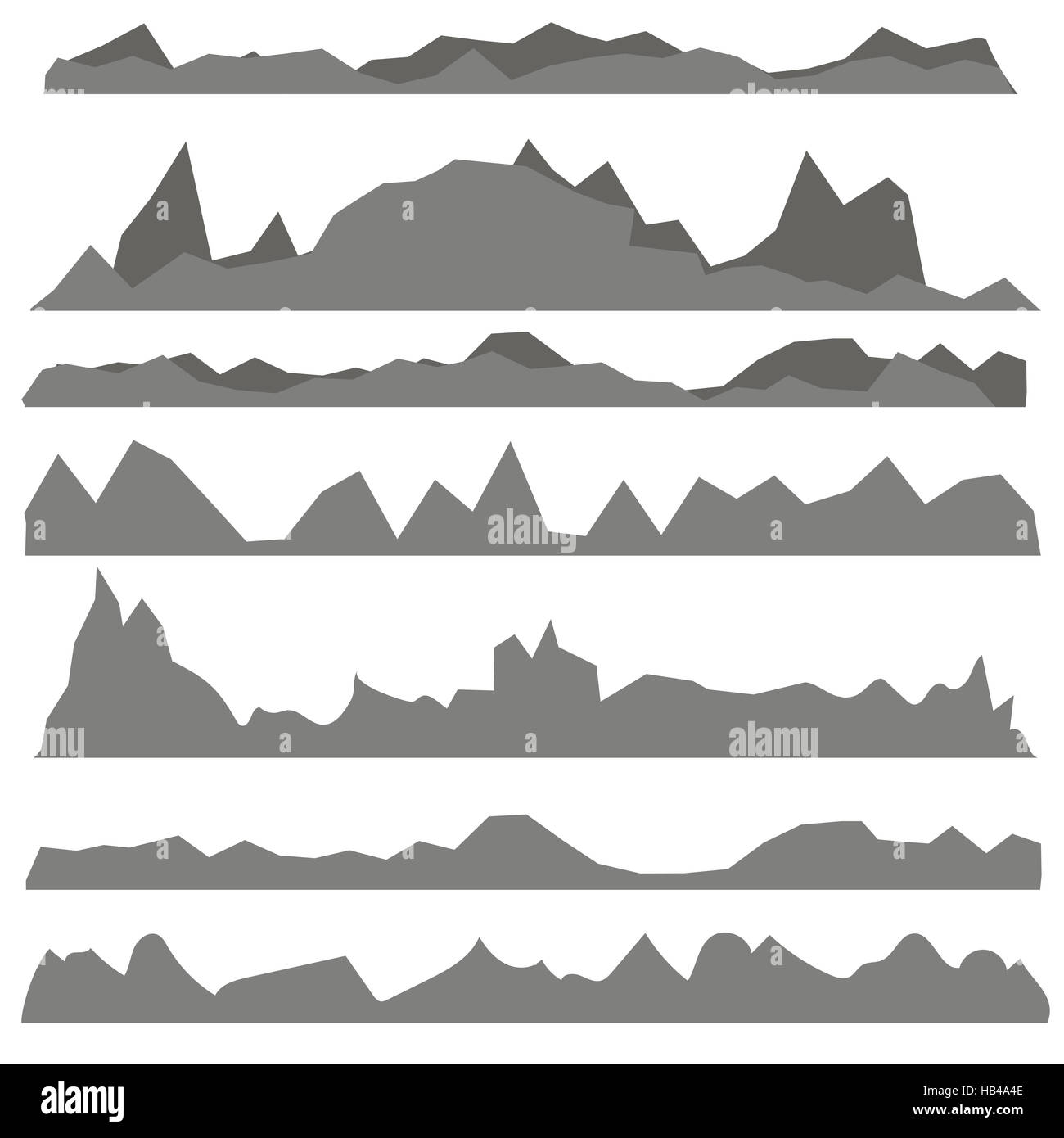 Set di grigio Silhouettes di montagna Foto Stock