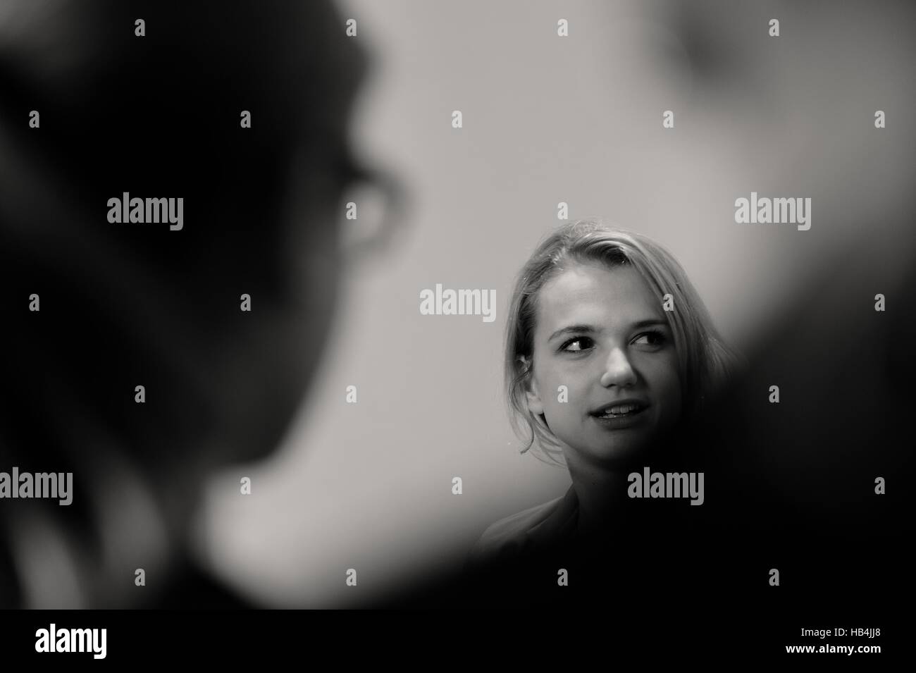 Studenti di sesso femminile, parlando Foto Stock