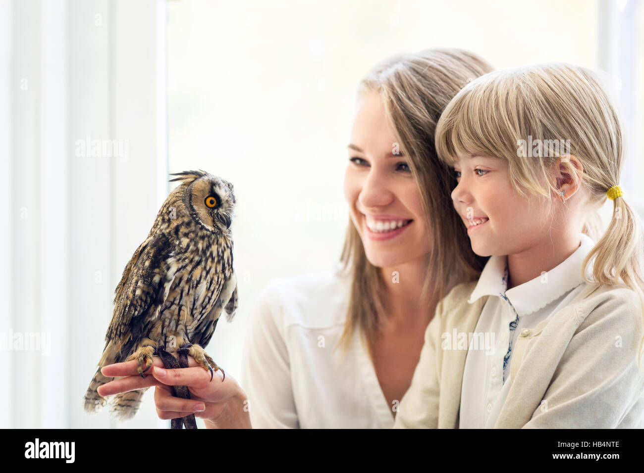 Famiglia con animali domestici Foto Stock