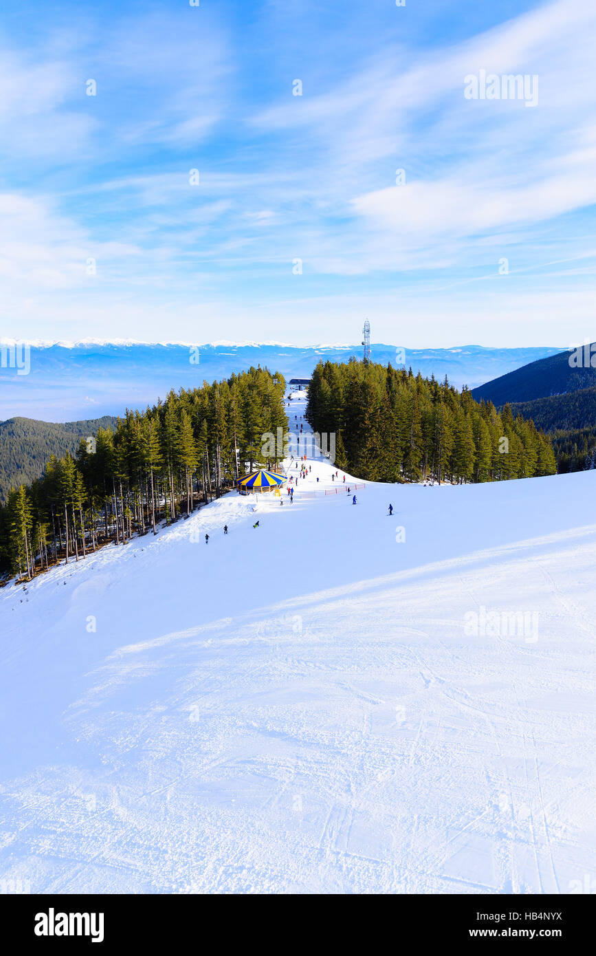 Ski Run trail il gatto delle nevi Foto Stock