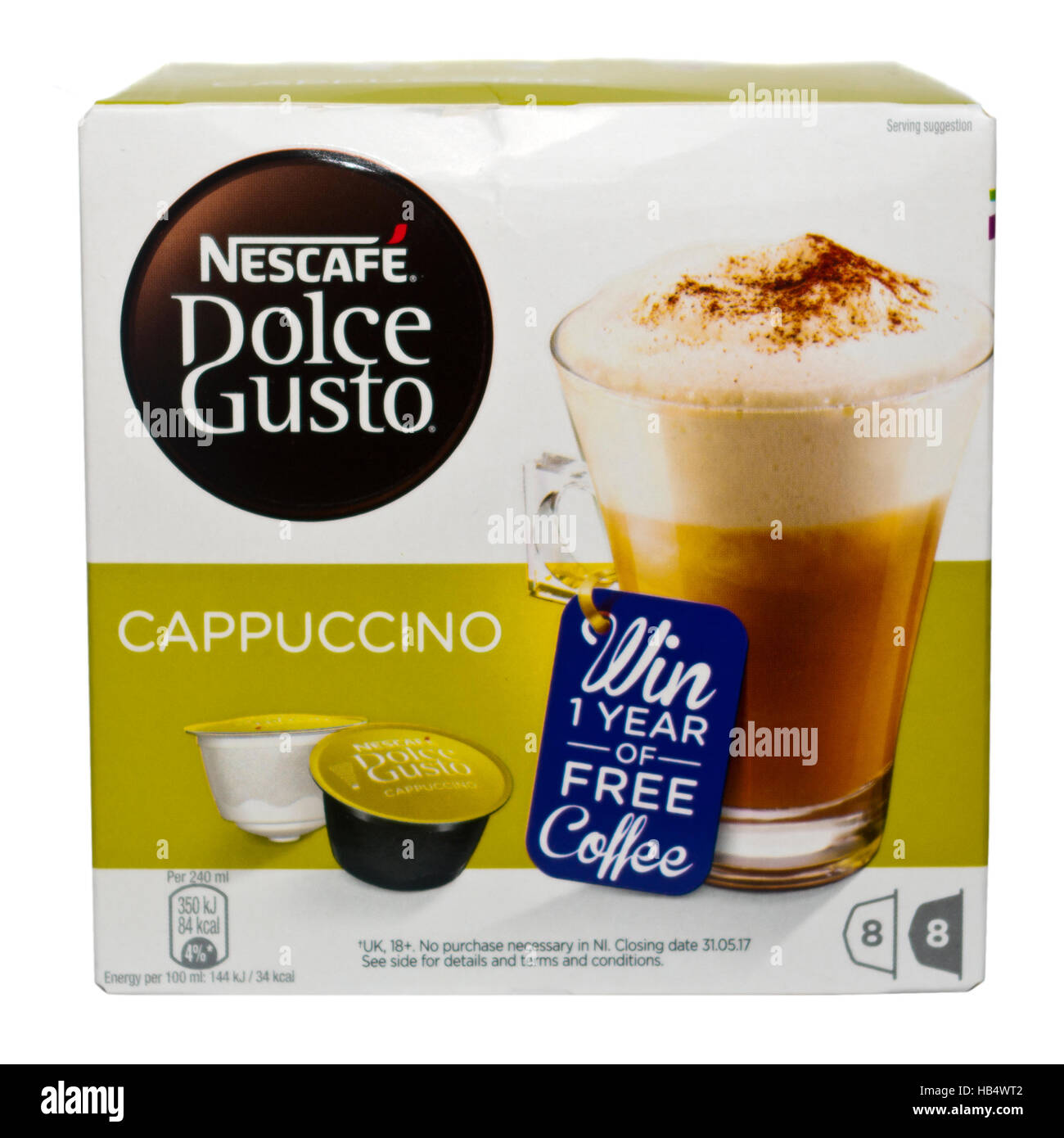 Scatola del Nescafe Dolce Gusto Cappuccino capsule Foto Stock