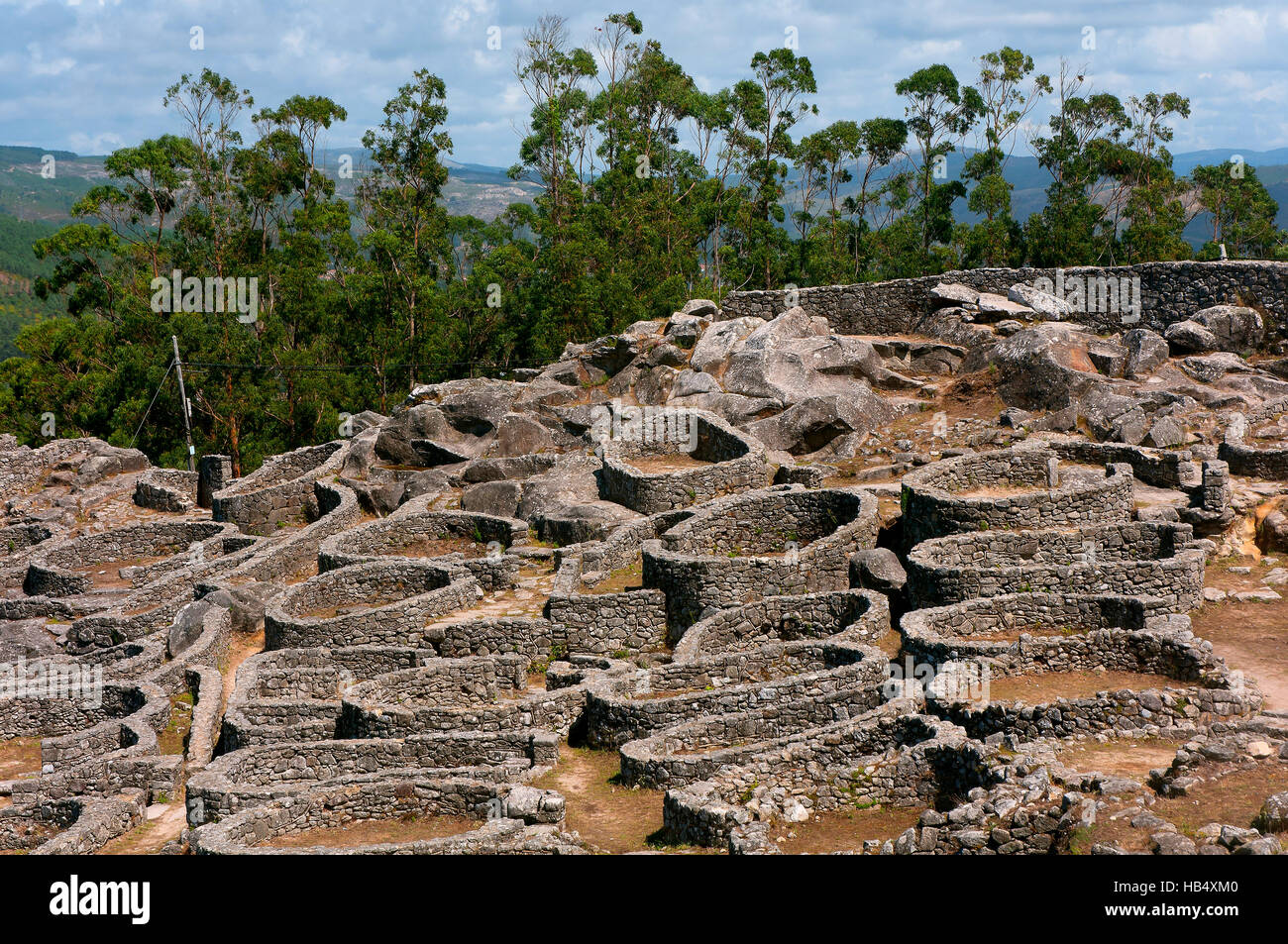 L'insediamento celtico di "Castro de Santa Tecla' - primo secolo A.C. La Guardia, provincia di Pontevedra, nella regione della Galizia, Spagna, Europa Foto Stock