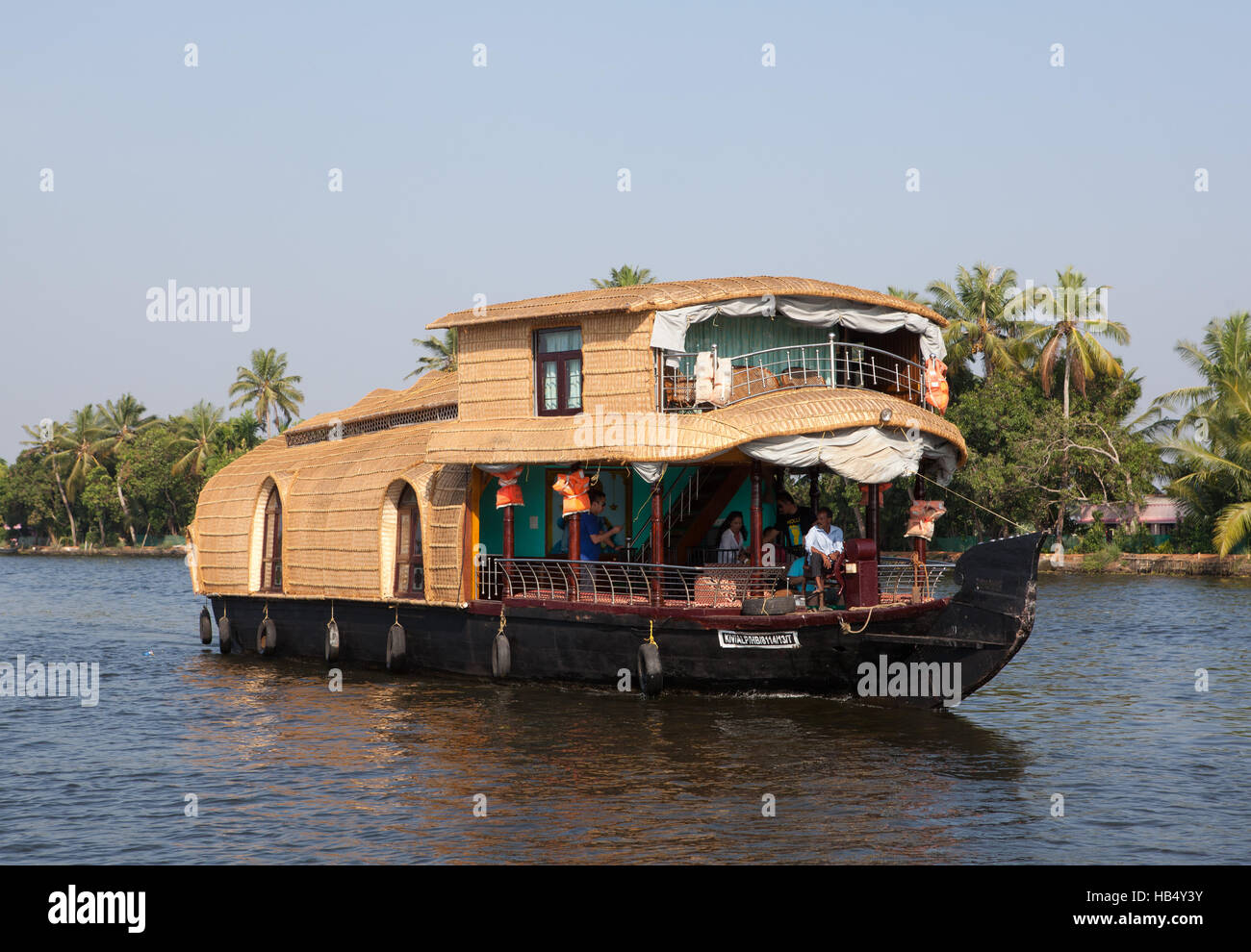 Case galleggianti in Kerala Backwaters, Kerala, India Foto Stock