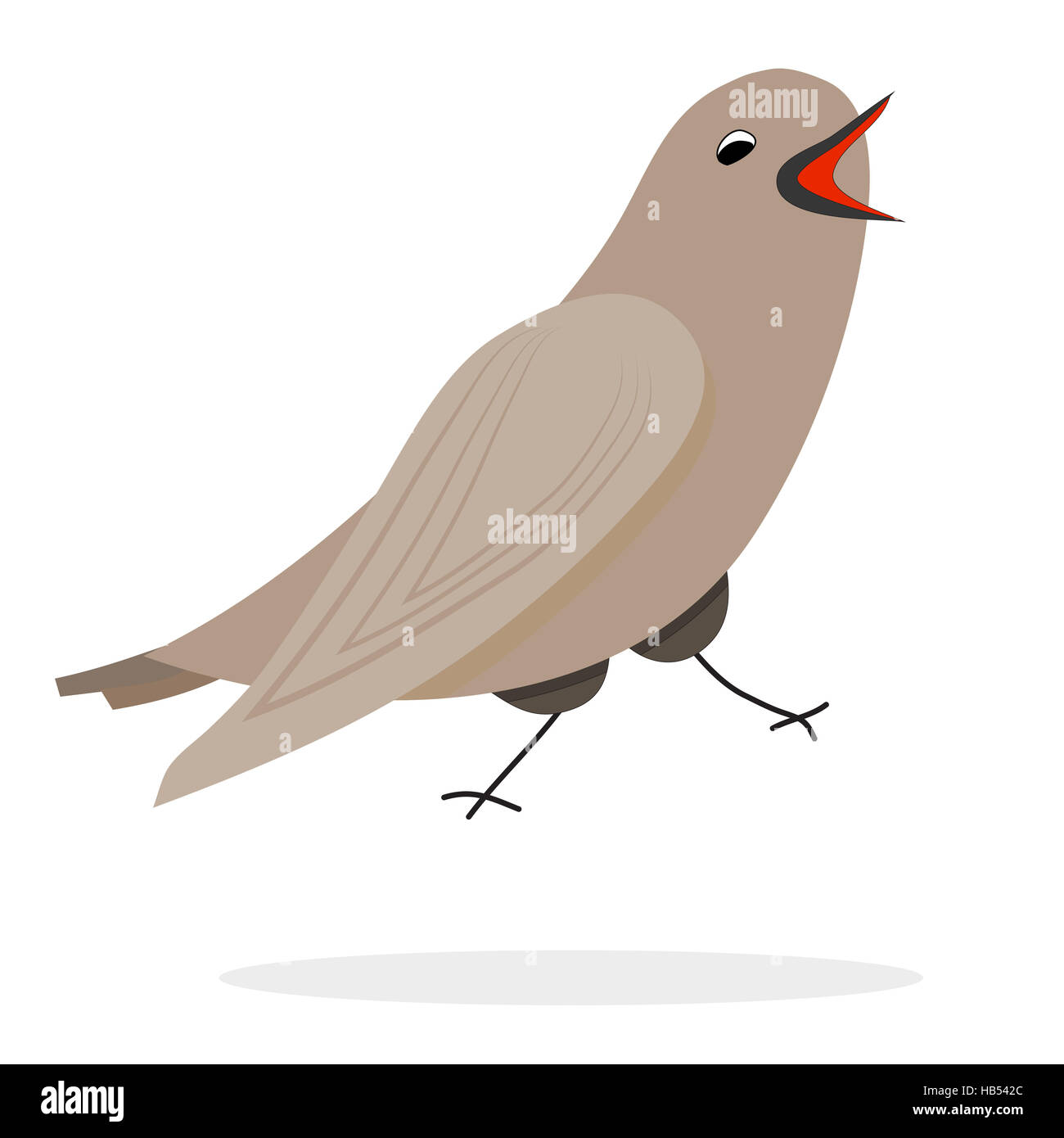Il canto usignolo carattere. Vector bird, illustrazione animale Foto Stock