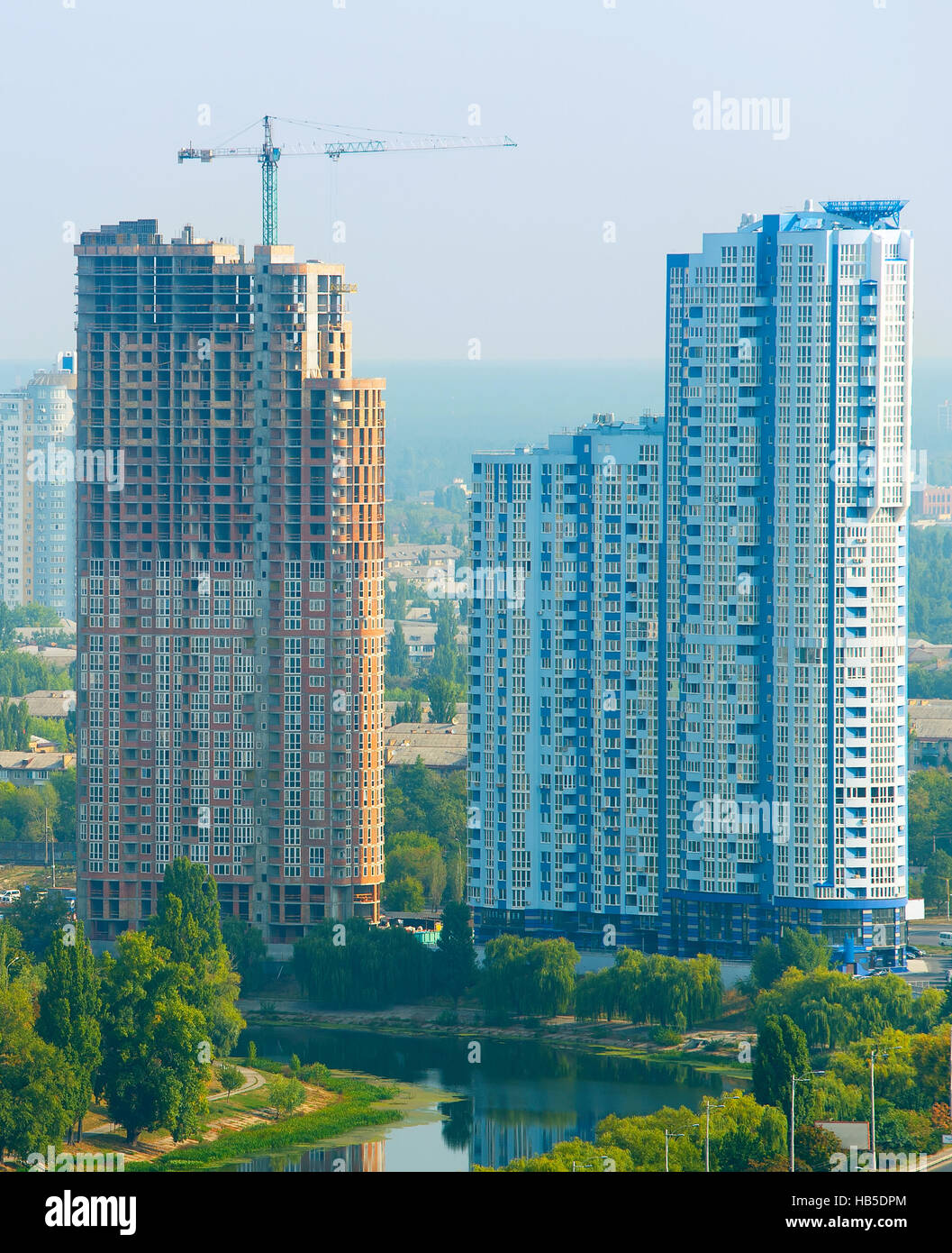 Sito in costruzione del moderno edificio di appartamenti. A Kiev, Ucraina Foto Stock