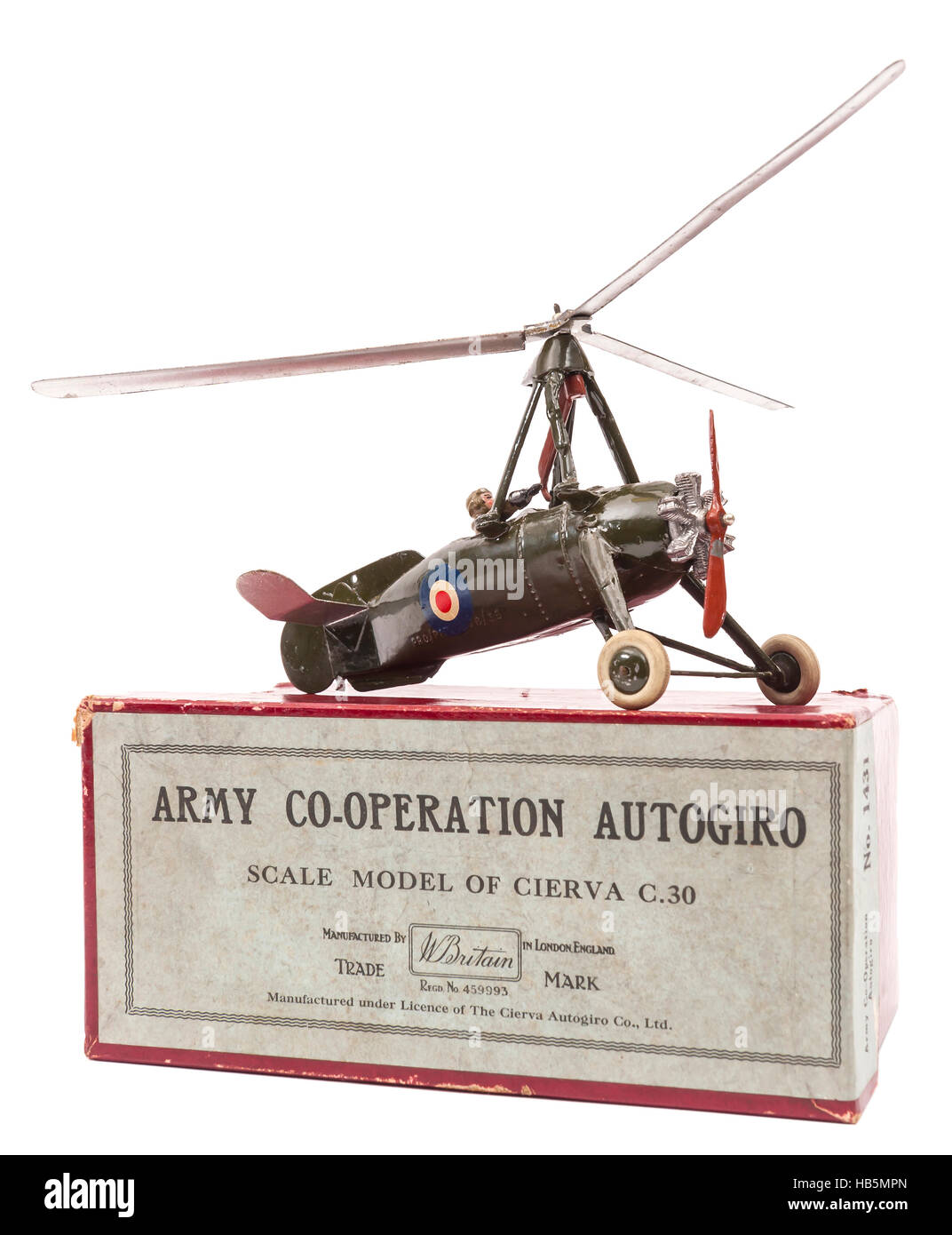 Degli anni Cinquanta in Gran Bretagna da Esercito Giocattoli Co-operazione Autogiro per bambini in metallo pressofuso toy Foto Stock