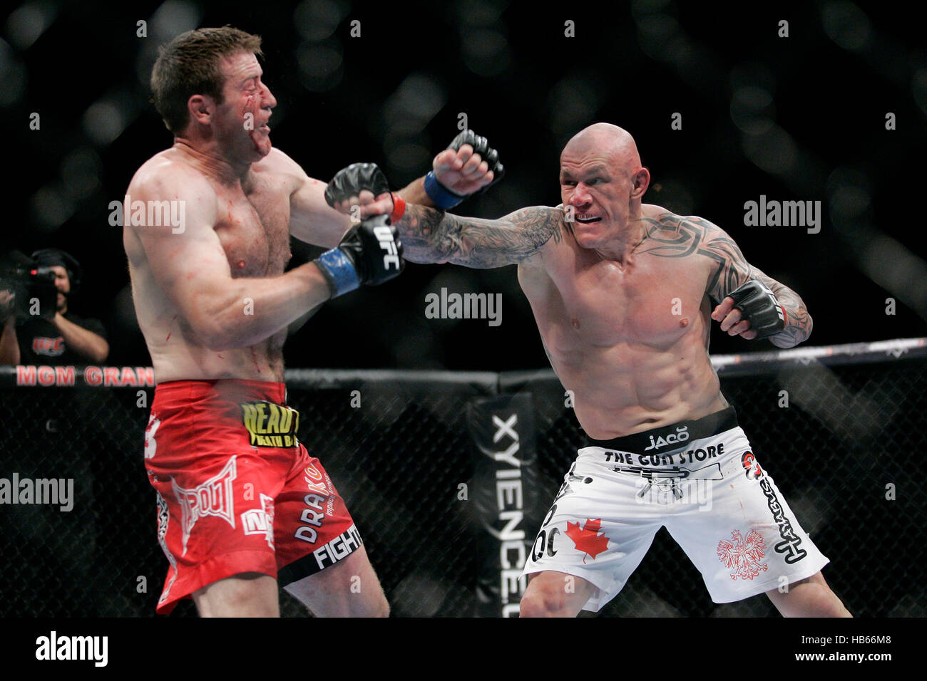 UFC fighter Stephan Bonnar, sinistra, combatte Krzysztof Soszynski all UFC 116 presso il Grand Garden Arena il 3 luglio, 2010, a Las Vegas, Nevada. Foto di Francesco Specker Foto Stock