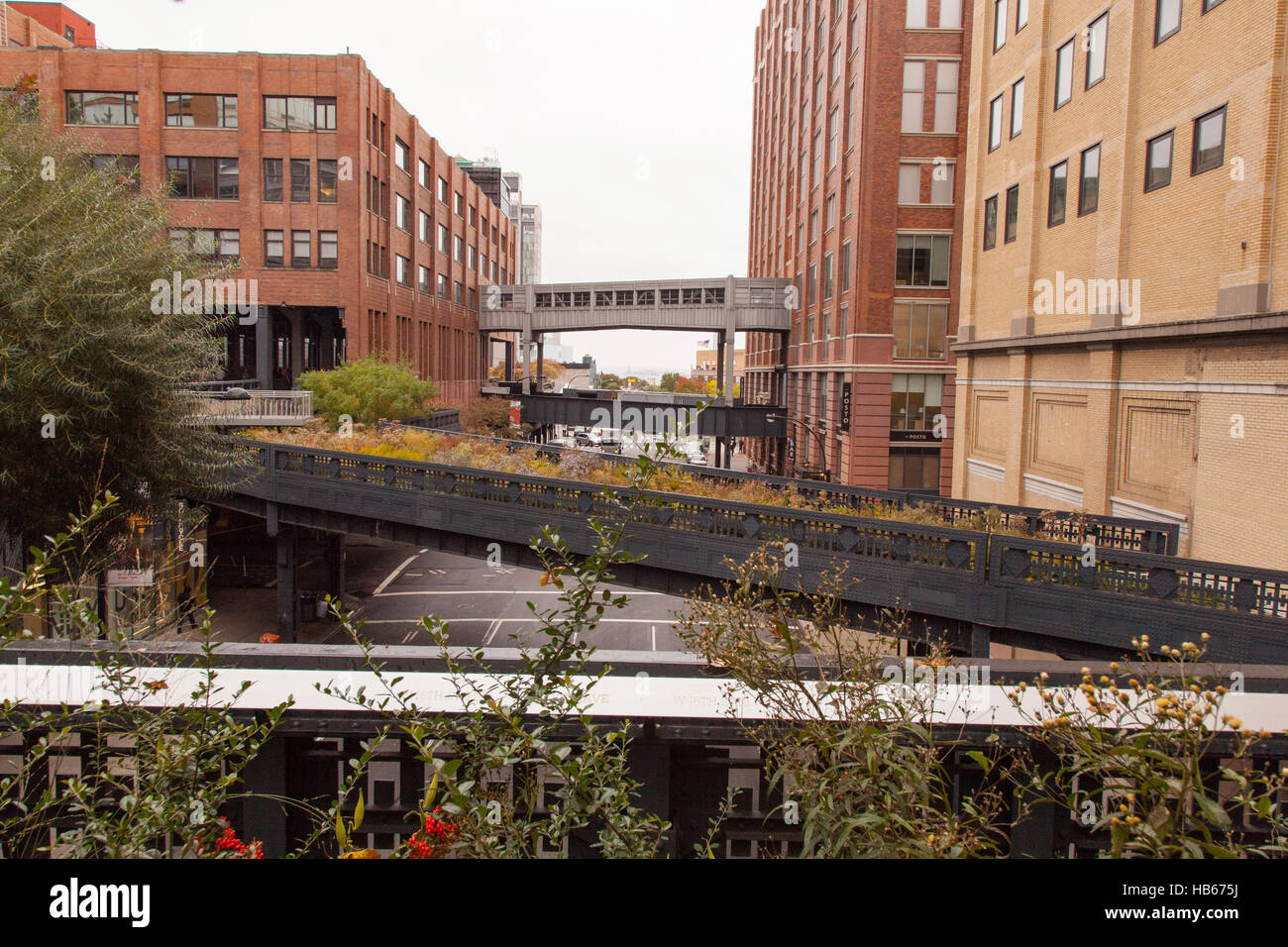 Vista dalla linea alta Park, Chelsea, New York City, Stati Uniti d'America. Foto Stock