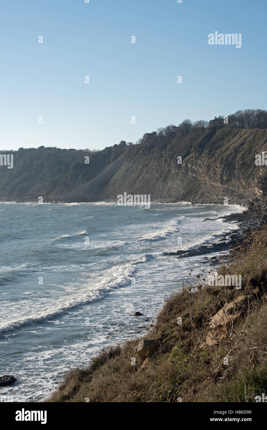 Scogliere Durlston, visto da: Peveril pinta, Swanage, Dorset, Regno Unito Foto Stock