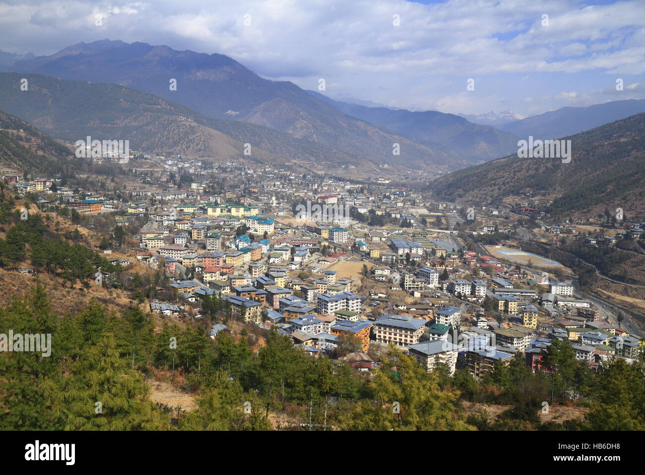 La città di Thimphu Bhutan Foto Stock