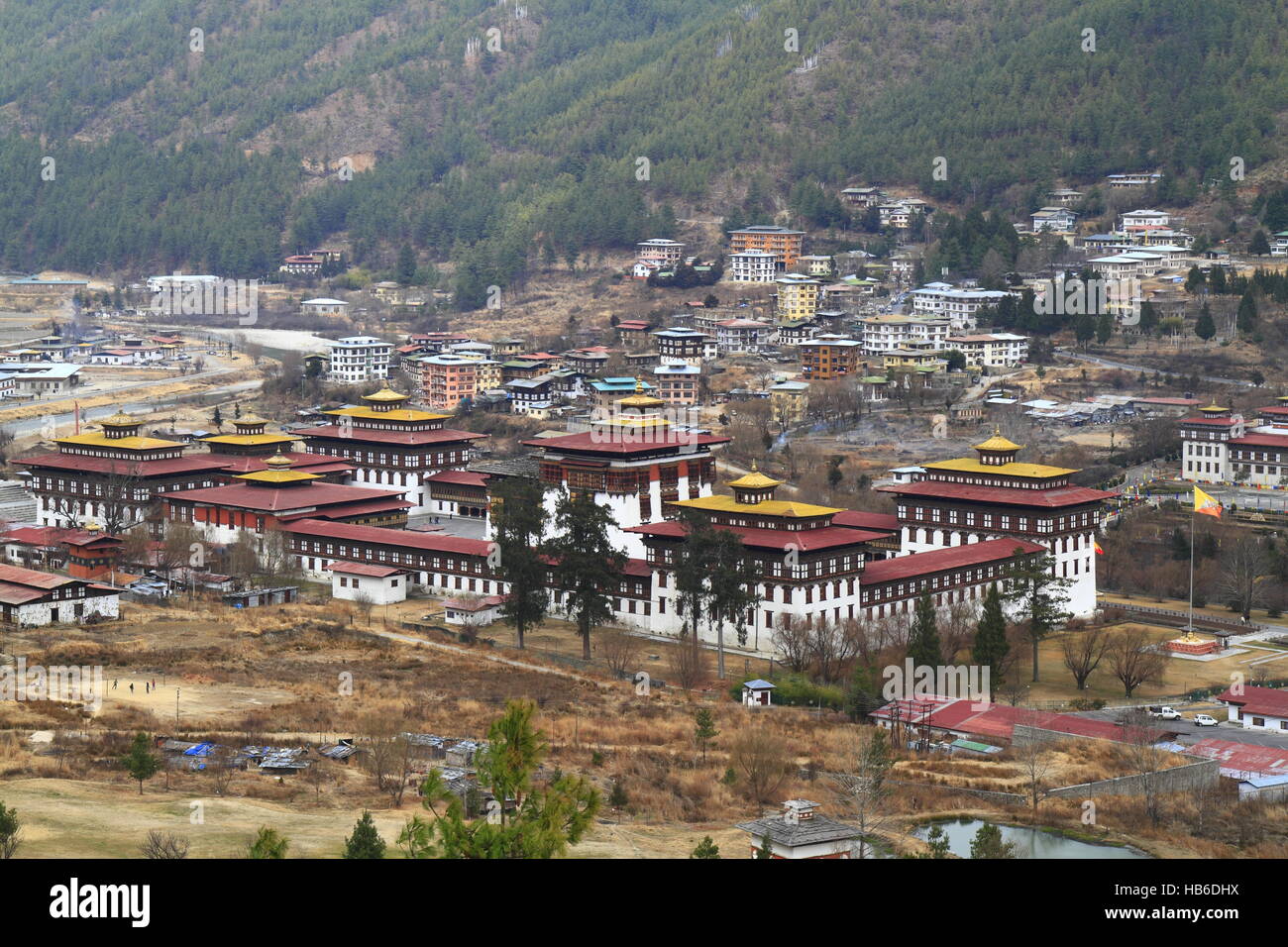 Tashichho Dzong in Thimphu Foto Stock