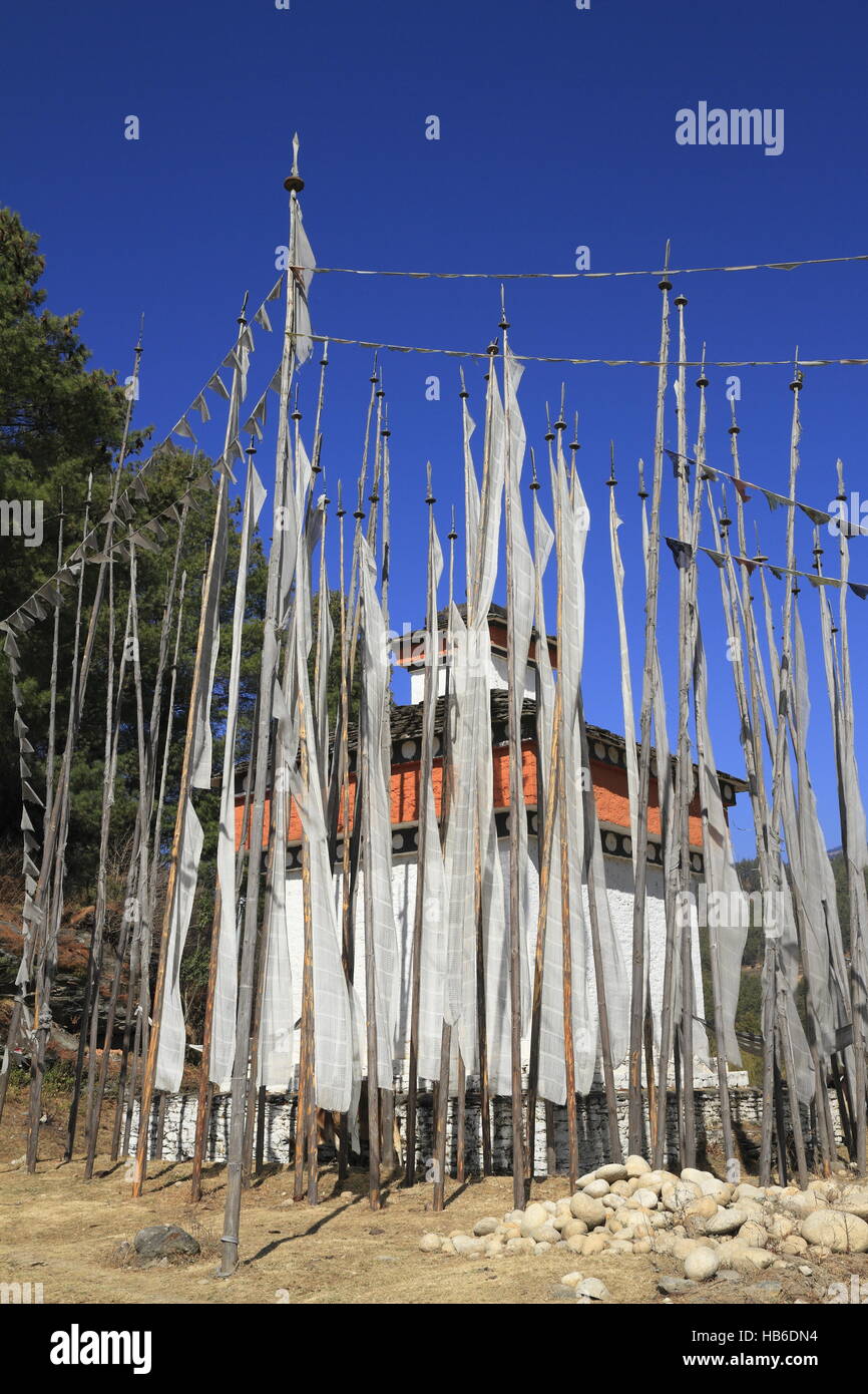 La preghiera buddista Flags - Regno del Bhutan Foto Stock