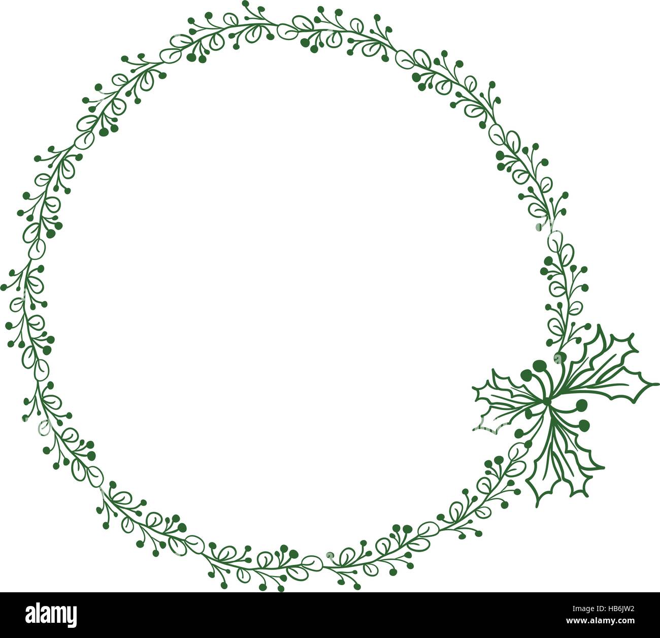 Verde cornice rotonda di foglie isolati su sfondo bianco. Illustrazione vettoriale EPS10 Illustrazione Vettoriale