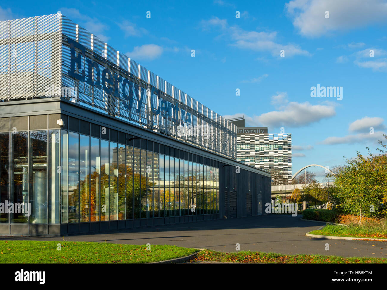 Il centro di energia edificio, Manchester Metropolitan University Birley campi campus, Archway, Manchester, Regno Unito. Foto Stock