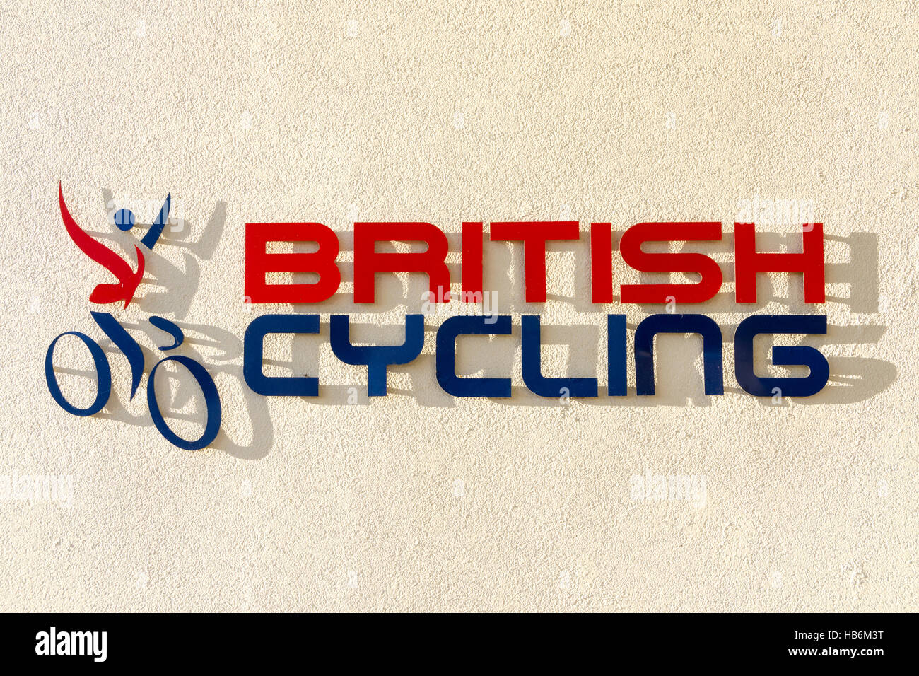 "British Cycling' firmare e il logo a livello nazionale centro ciclistico a Sportcity, Eastlands, Clayton, Manchester, Inghilterra, Regno Unito Foto Stock