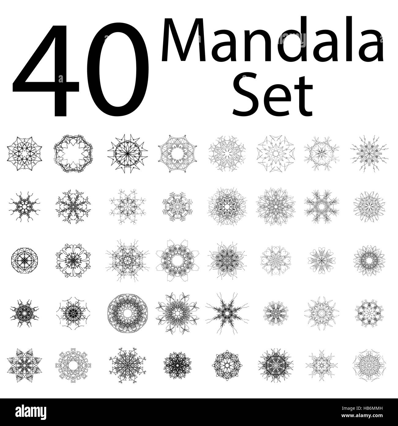 Mandala di contorno isolato Foto Stock