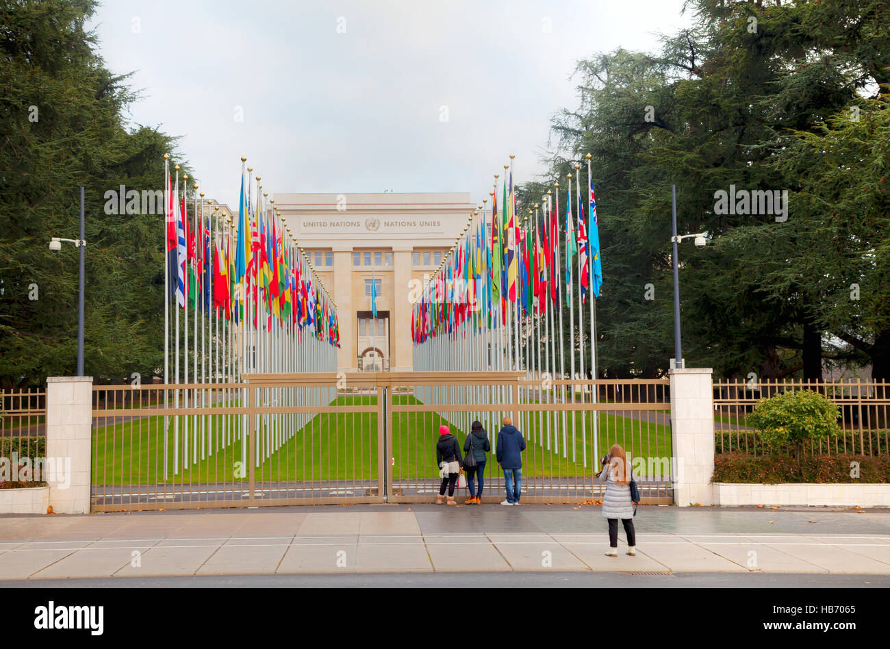 Palazzo delle Nazioni Unite a Ginevra Foto Stock