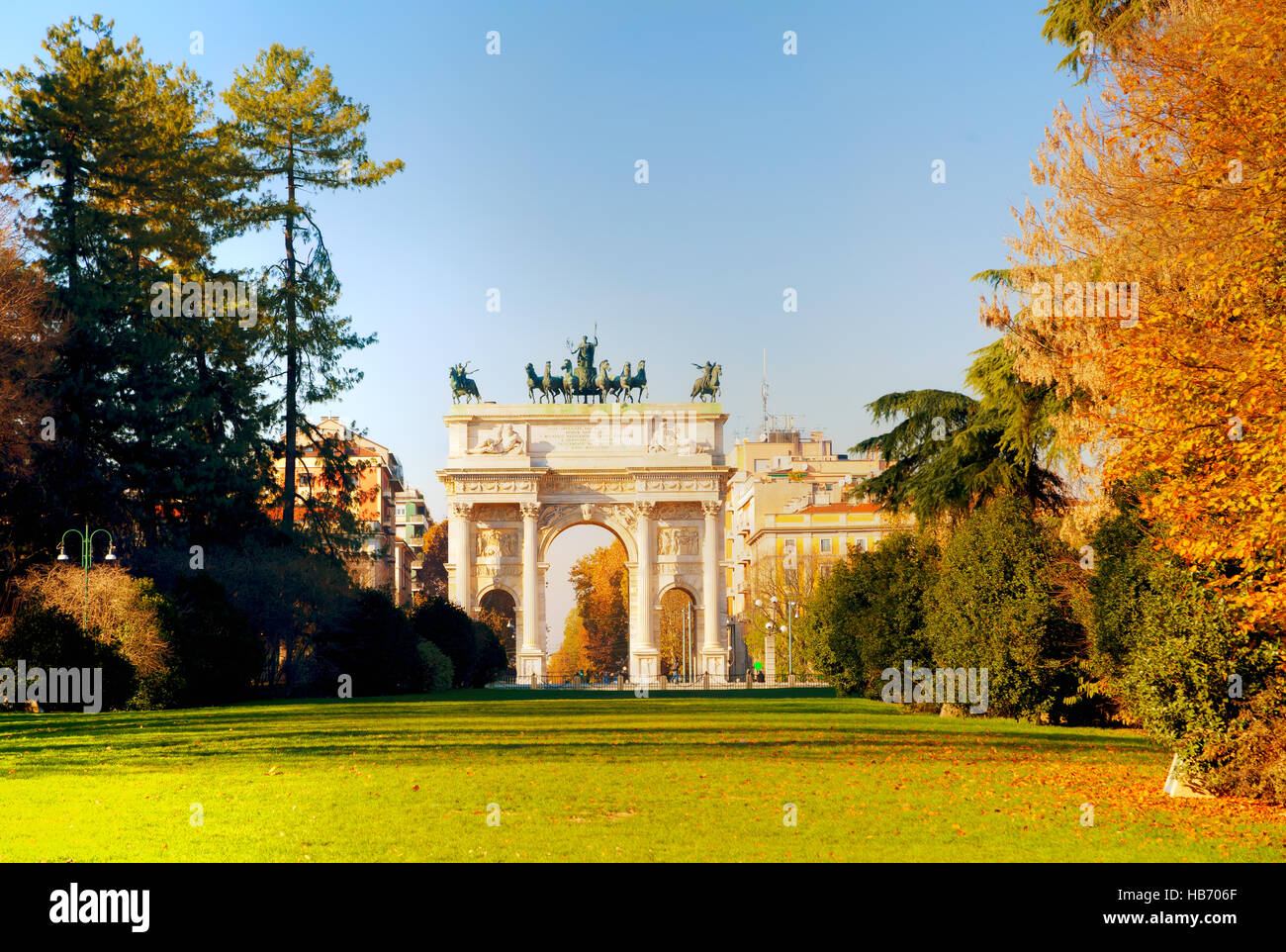 Arco della Pace (Porta Sempione) a Milano Foto Stock