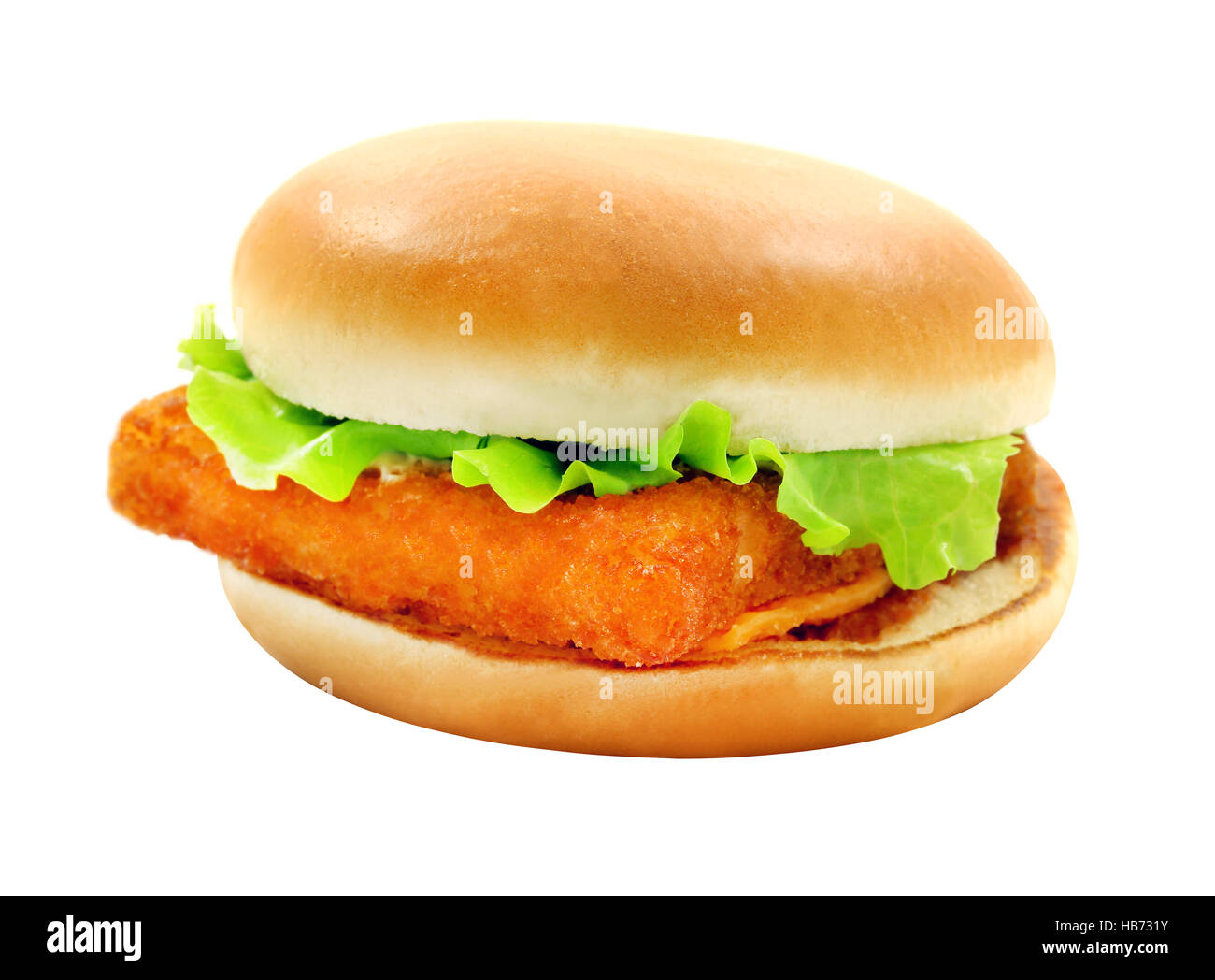 Foto gustoso big burger con pesce isolato su sfondo bianco Foto Stock