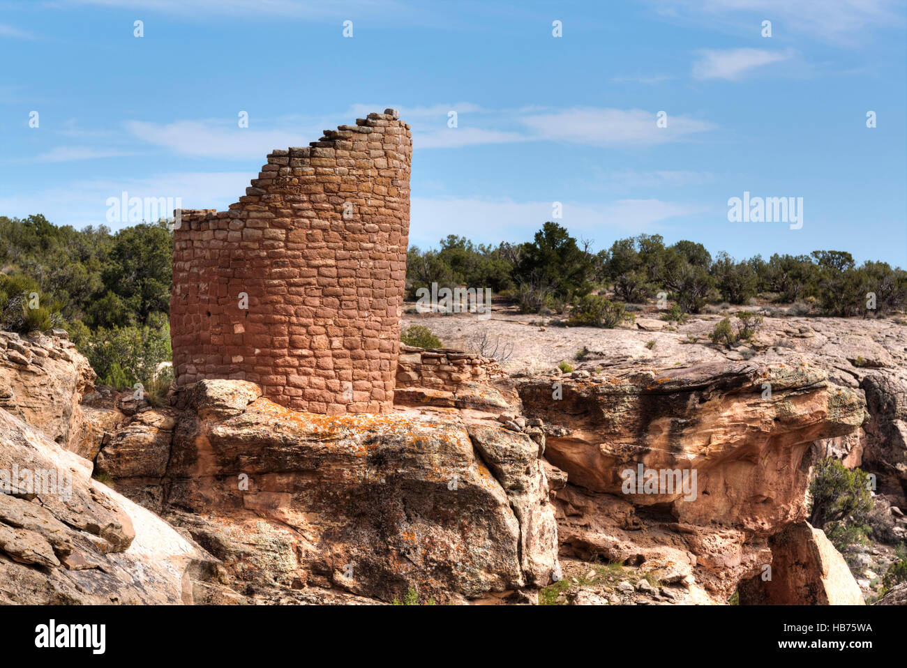 Torre, Gruppo Hockberry, Rovine di Puebloans ancestrale, 900 A.D. - 1.200 D.C., Hovenweep National Monument, Utah, Stati Uniti d'America Foto Stock