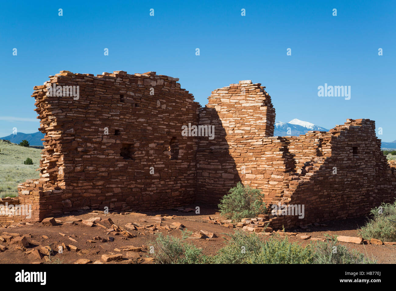 Lomaki Pueblo, abitata da circa 1.100 Annuncio a 1.250 AD, Wupatki National Monument, Arizona, Stati Uniti d'America Foto Stock